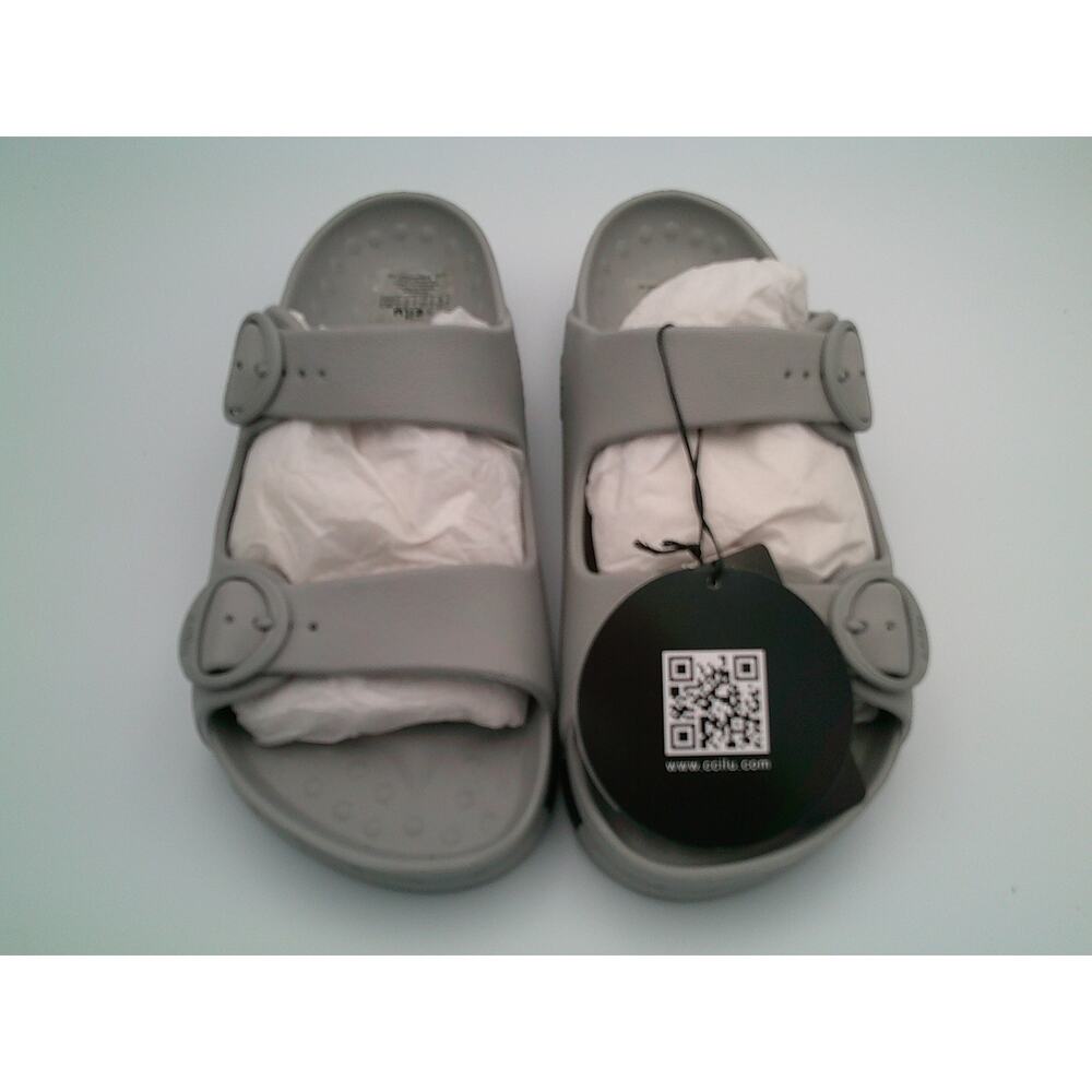 CCILU Horizon Check Sandal Size 8 Gray and Black